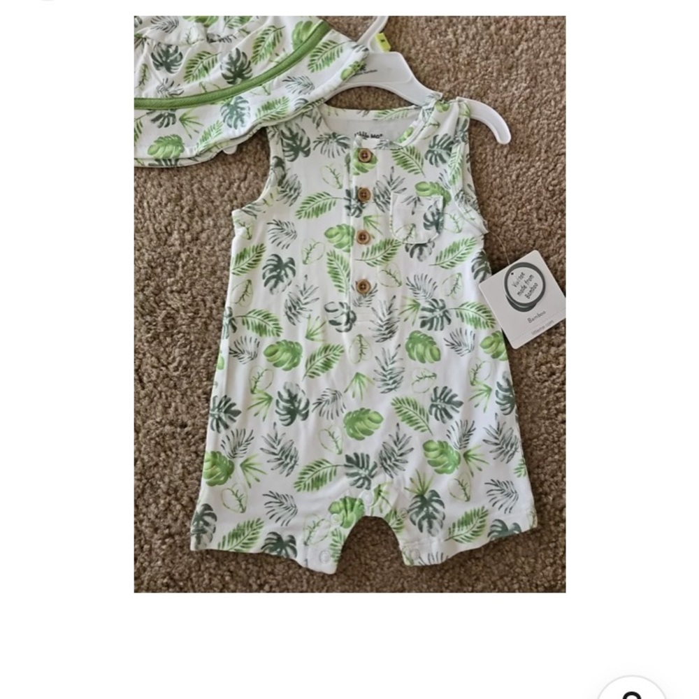 NWT little me bamboo 9 mos tropical 🏝️ romper set